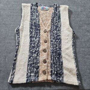 GG for Wintex Fashion Vest Women M Stripes Cotton Marled Y2K Streetwear Boho VTG